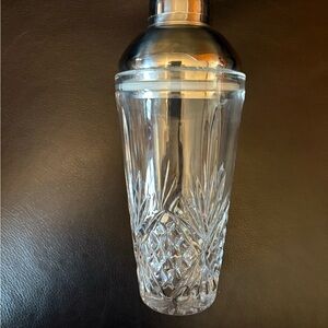 Elegant Crystal Cocktail Shaker with Silver Accents